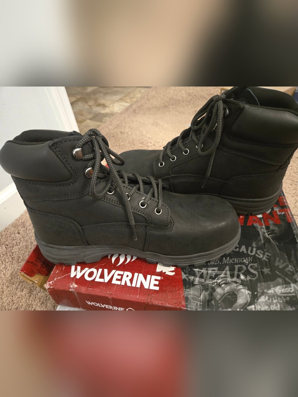 Wolverine Men's Carlsbad 6" Steel Toe Waterproof Work Boot - Black - Picture 10 of 14